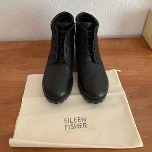 Eileen Fisher Black Leather Ankle Boots (size 10)